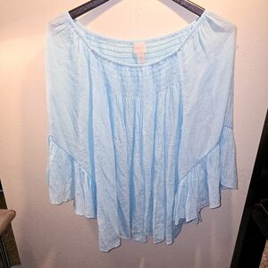 Chico's sz. Xlarge baby blue peasant blouse